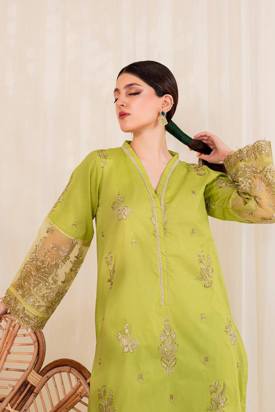 Lime Jay 2Pc - Embroidered Dress
