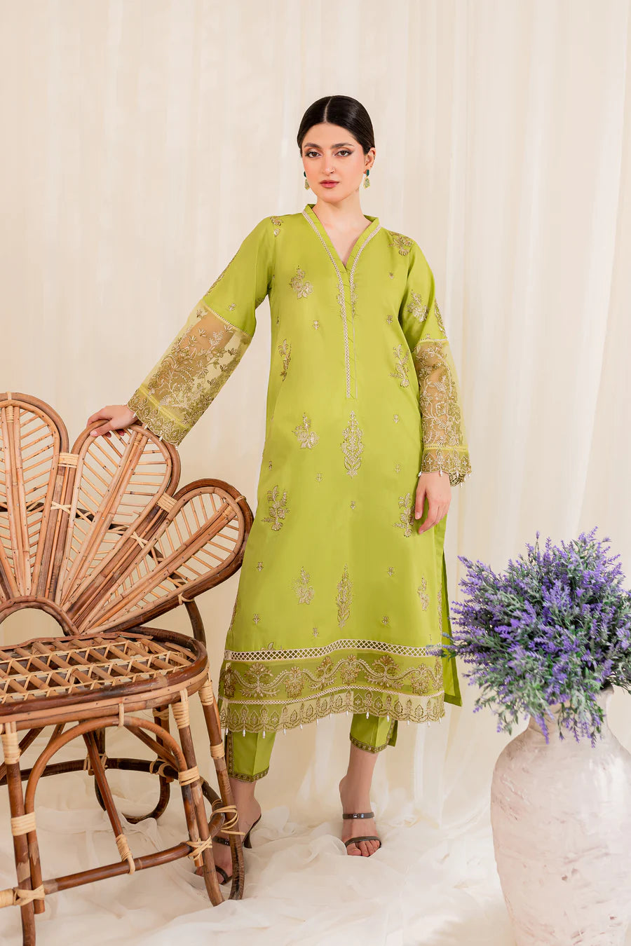 Lime Jay 2Pc - Embroidered Dress