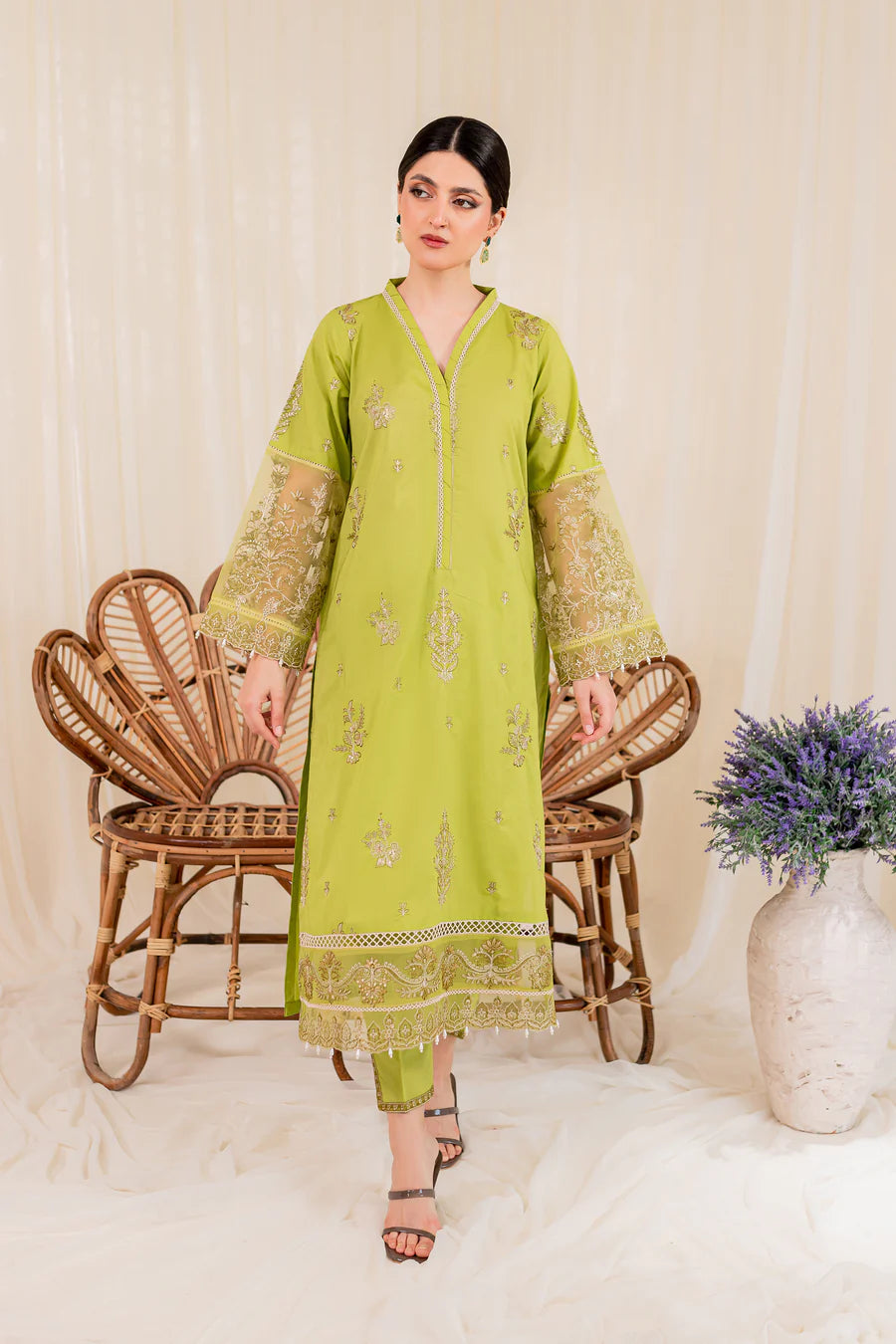 Lime Jay 2Pc - Embroidered Dress