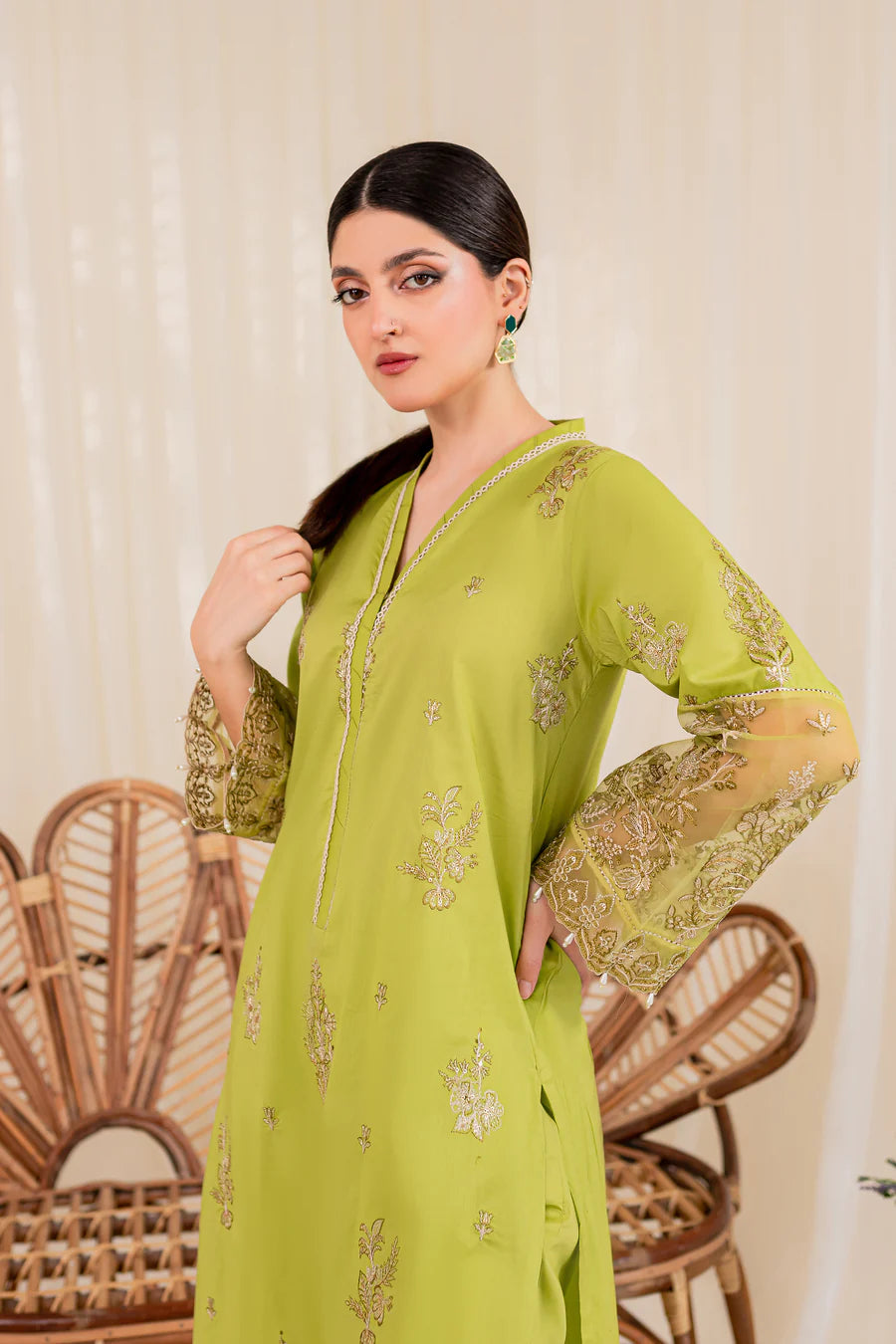 Lime Jay 2Pc - Embroidered Dress