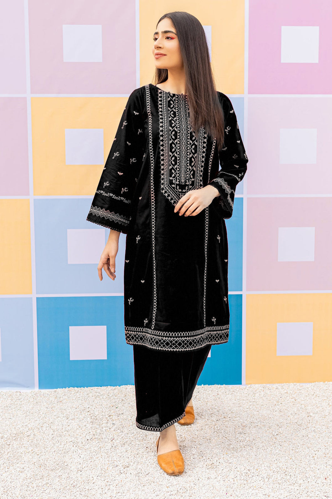 Arushi Black 2Pc - Embroidered Dress