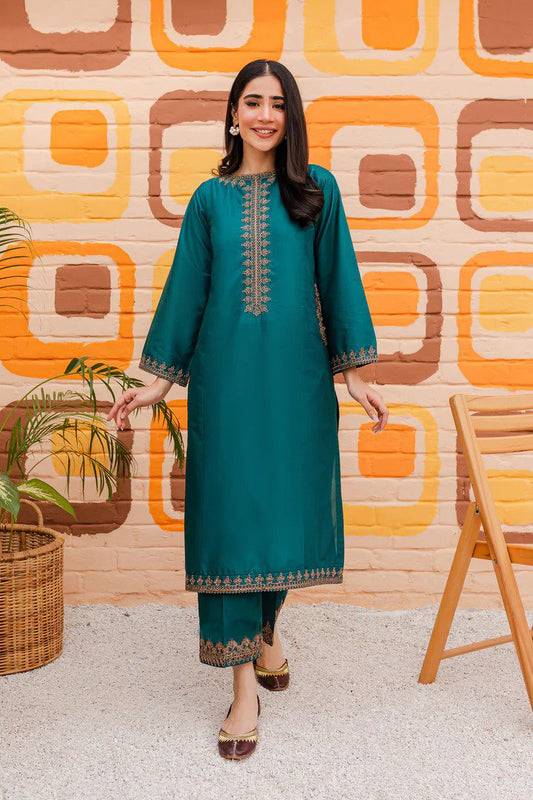 Aqua 2PC-Cotton Stuff Embroidered Stitched Outfit